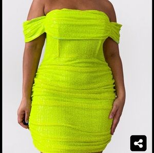 PrettyLittleThing Lime Green Sequin Dress size 12